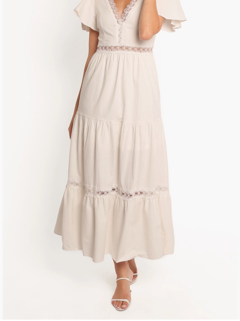 Petal & Pup Cream Lace-Trim Maxi Dress